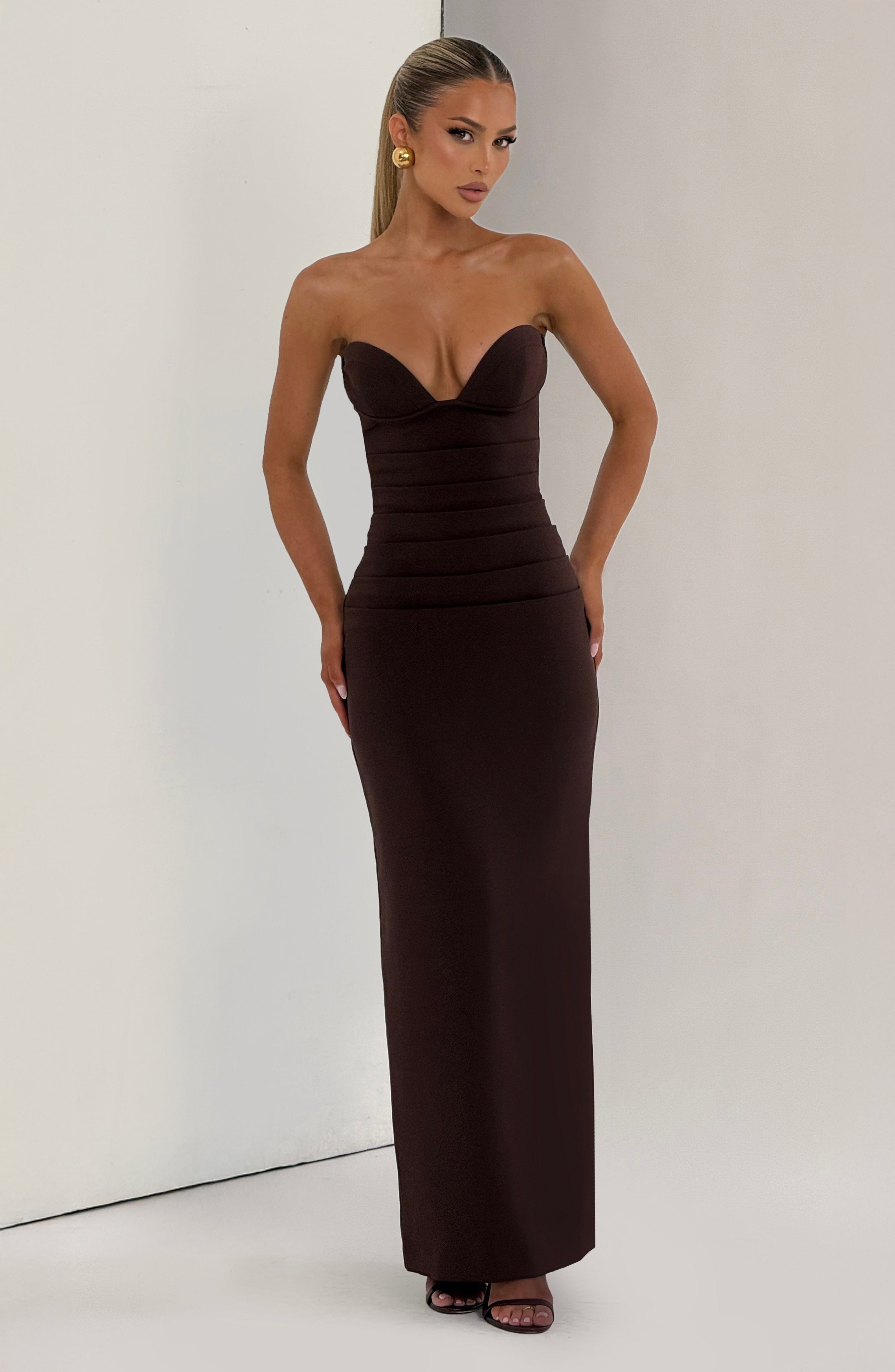 Lindsey Maxi Dress - Plum Brown Dress Babyboo Fashion Premium Exclusive Design