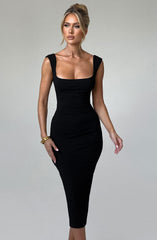 Malina Midi Dress - Black Dress Babyboo Fashion Premium Exclusive Design