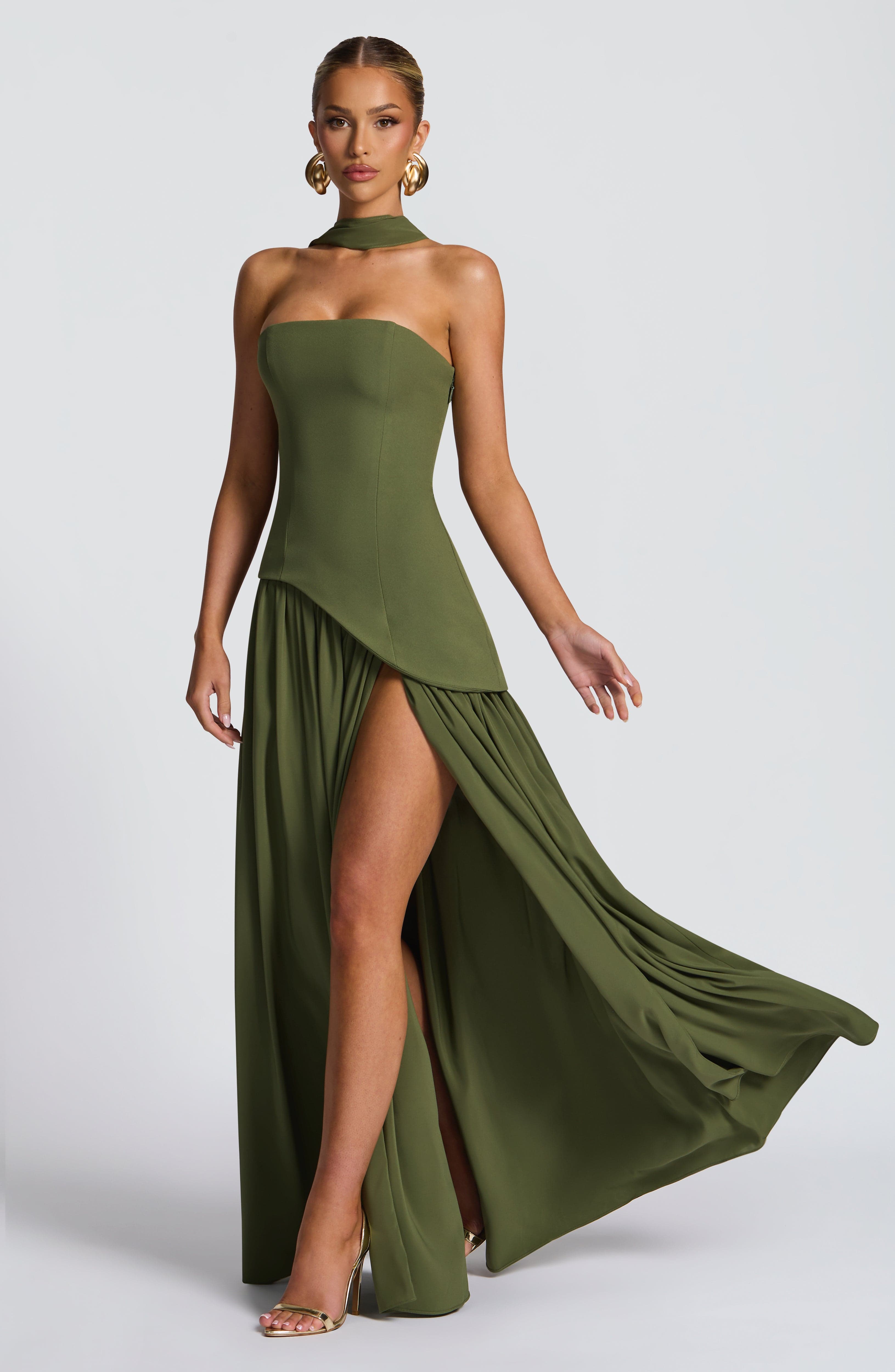 Maliyah Maxi Dress - Khaki Dress Babyboo Fashion Premium Exclusive Design