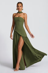 Maliyah Maxi Dress - Khaki Dress Babyboo Fashion Premium Exclusive Design