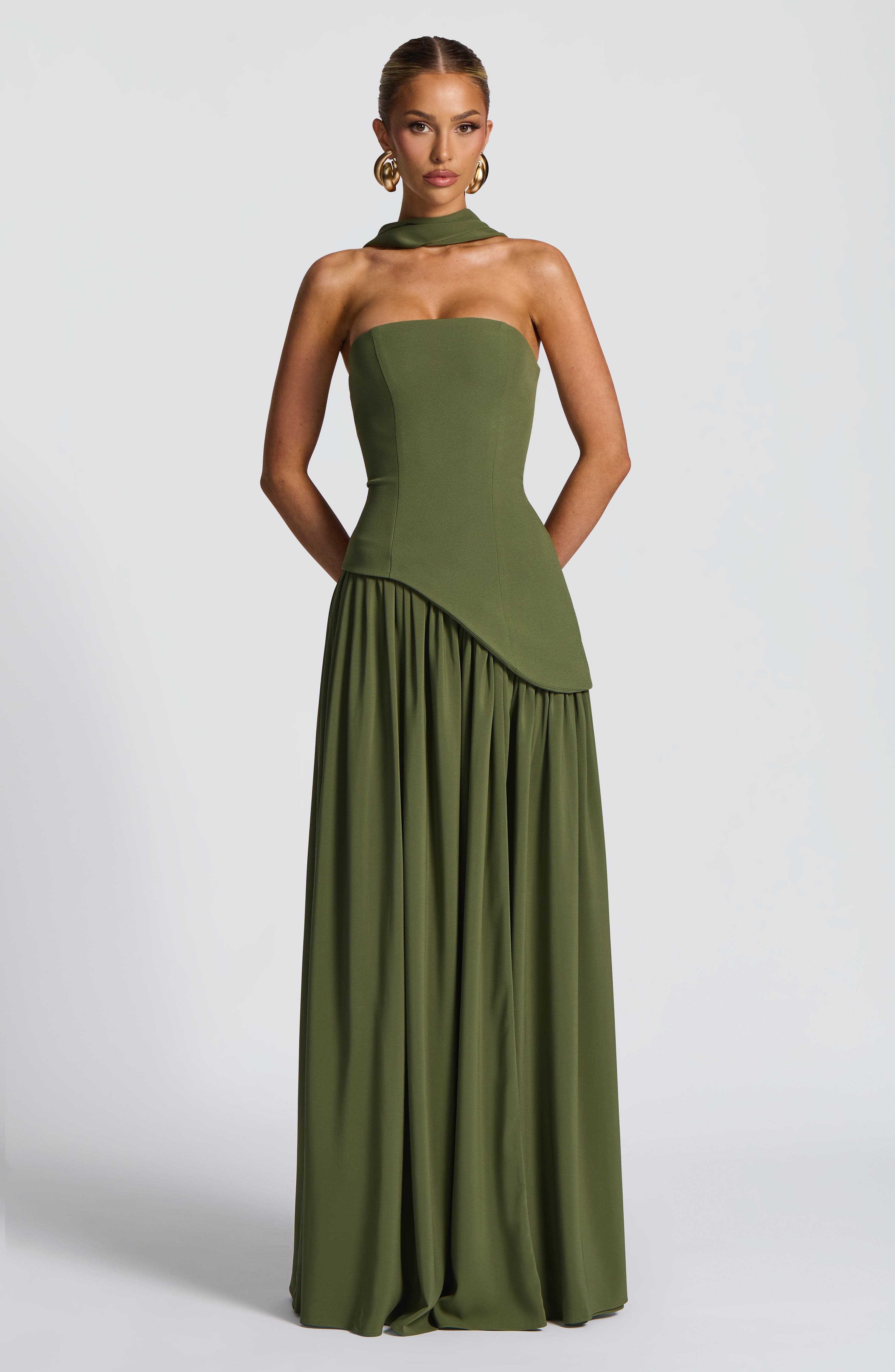 Maliyah Maxi Dress - Khaki Dress Babyboo Fashion Premium Exclusive Design