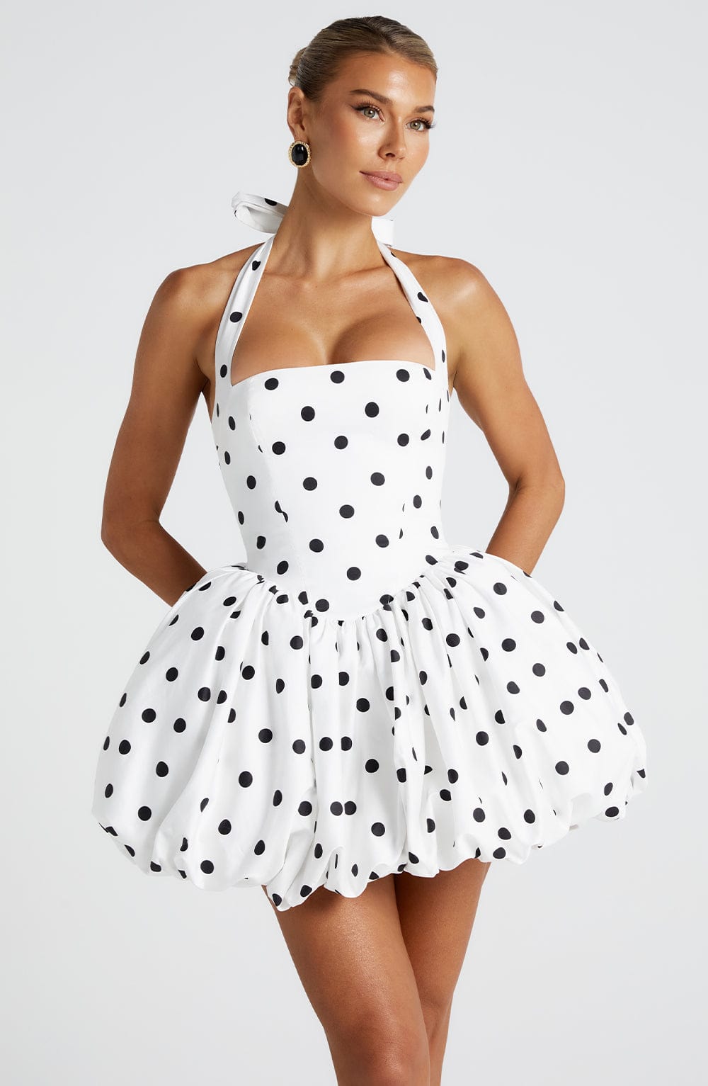 Maricia Mini Dress - Black Polka Dot Print Dress Babyboo Fashion Premium Exclusive Design