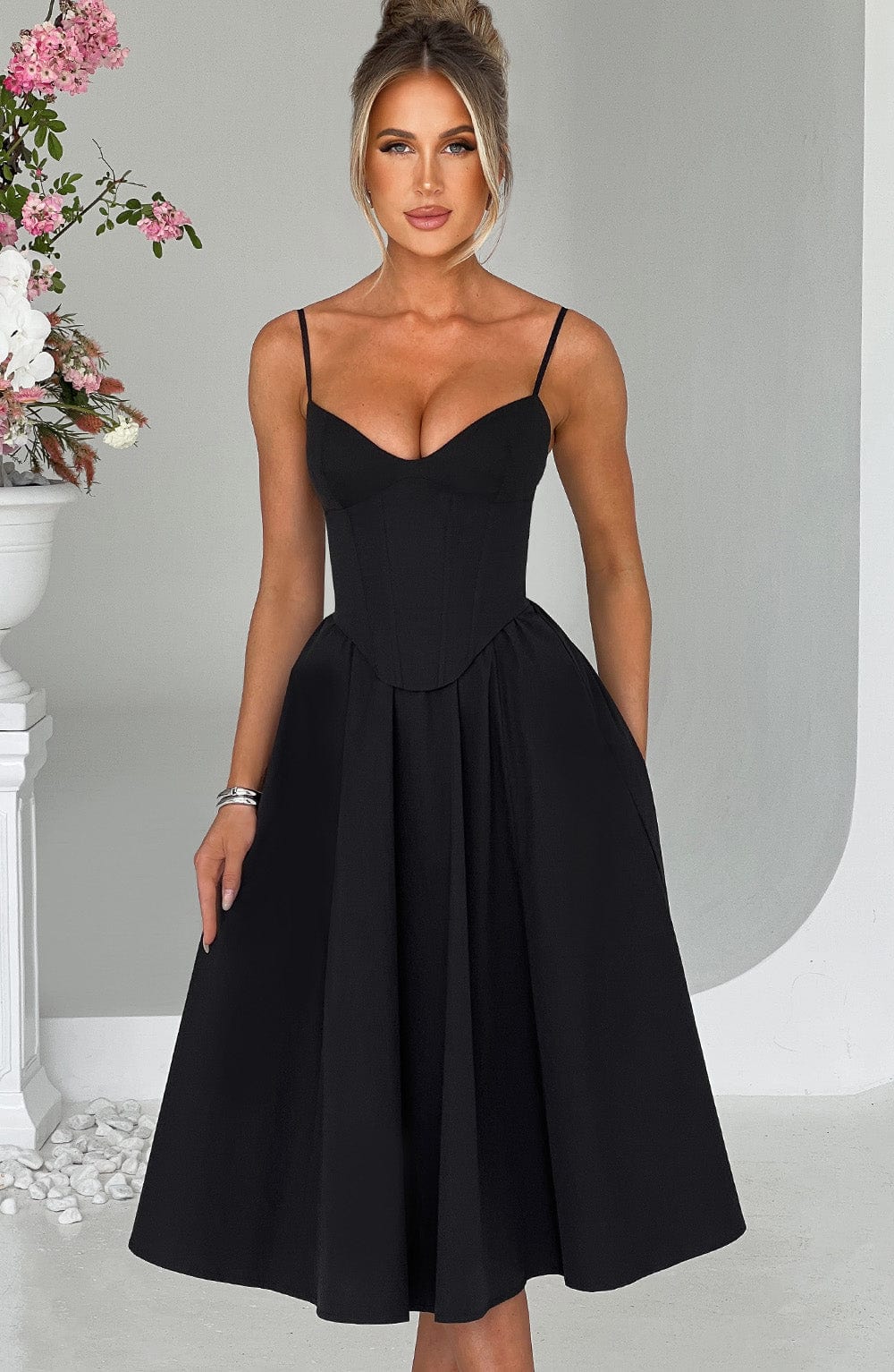 Mariella Midi Dress - Black Dress Babyboo Fashion Premium Exclusive Design