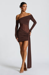 Mavra Mini Dress - Plum Brown Dress Babyboo Fashion Premium Exclusive Design