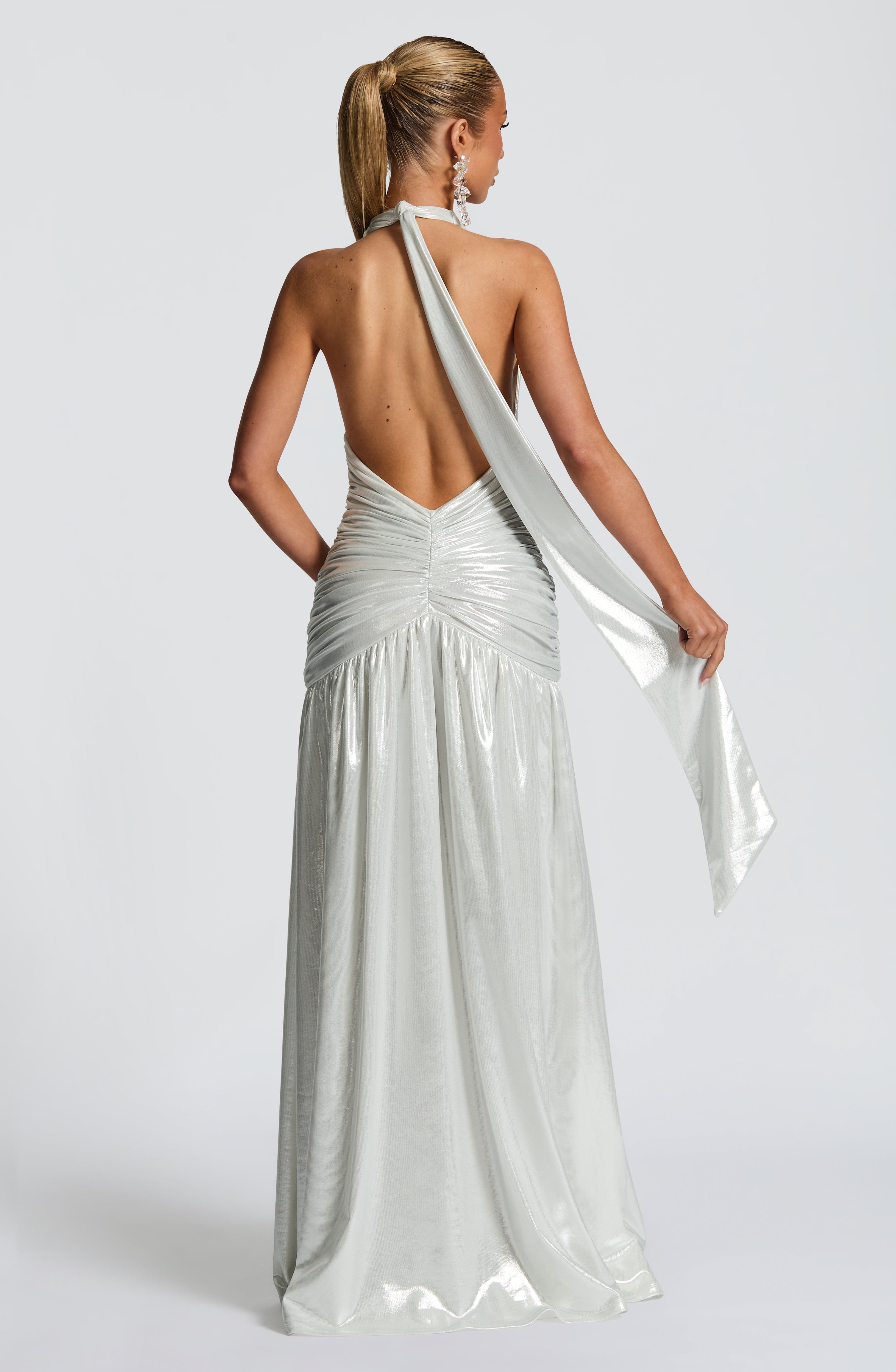 Melania Maxi Dress - Silver Dress Babyboo Fashion Premium Exclusive Design