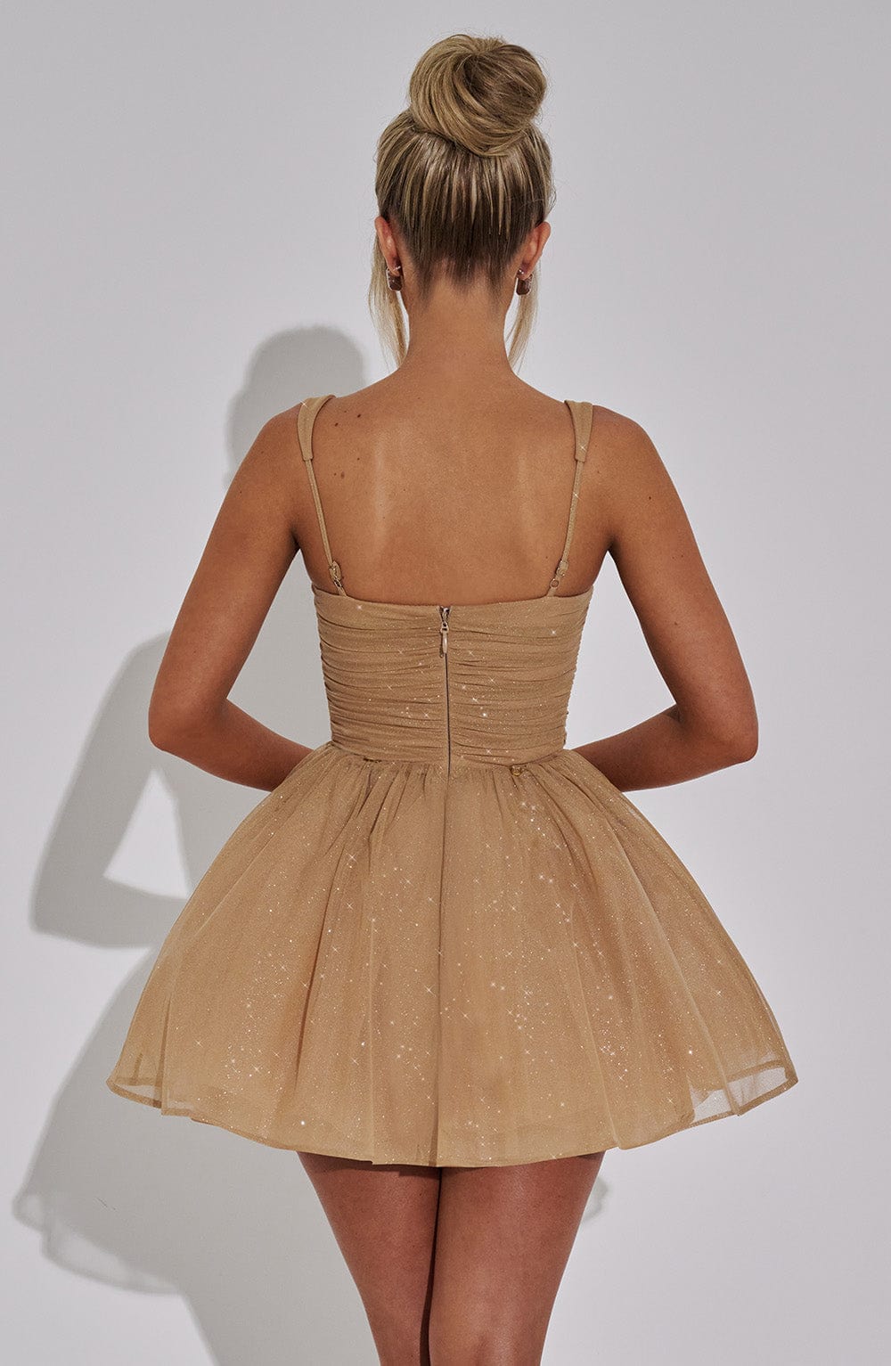 Polly Mini Dress - Gold Sparkle Dress Babyboo Fashion Premium Exclusive Design