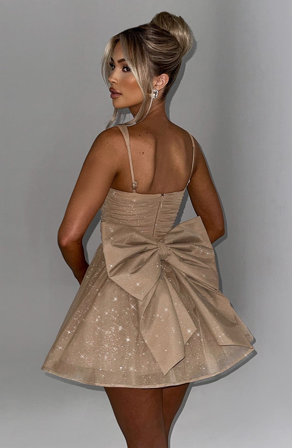 Polly Mini Dress - Gold Sparkle Dress Babyboo Fashion Premium Exclusive Design