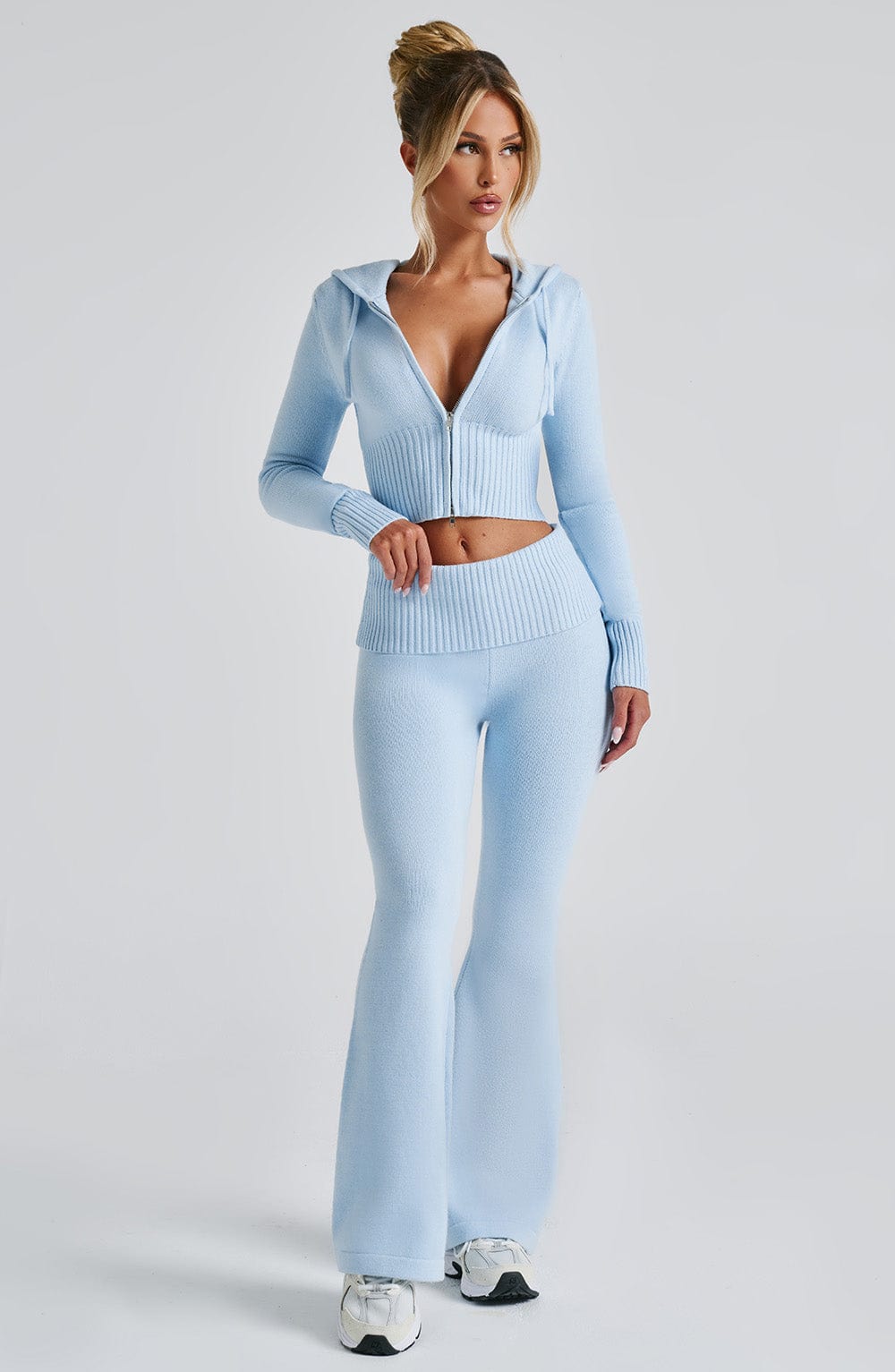 Portia Knit Hoodie - Baby Blue Tops Babyboo Fashion Premium Exclusive Design