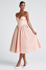 Prim Midi Dress - Soft Peach Dress Babyboo Fashion Premium Exclusive Design