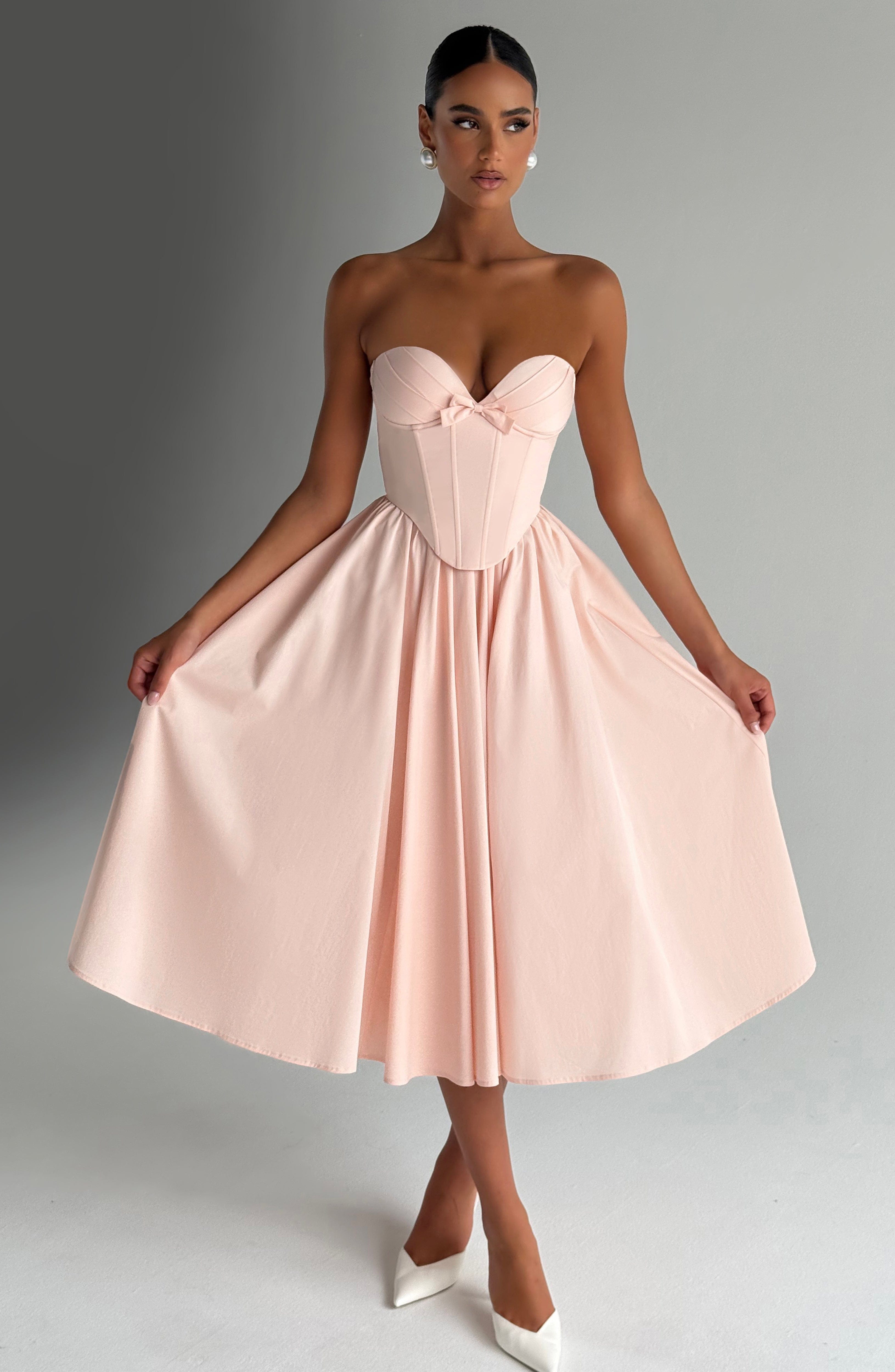 Prim Midi Dress - Soft Peach Dress XS Babyboo Fashion Premium Exclusive Design