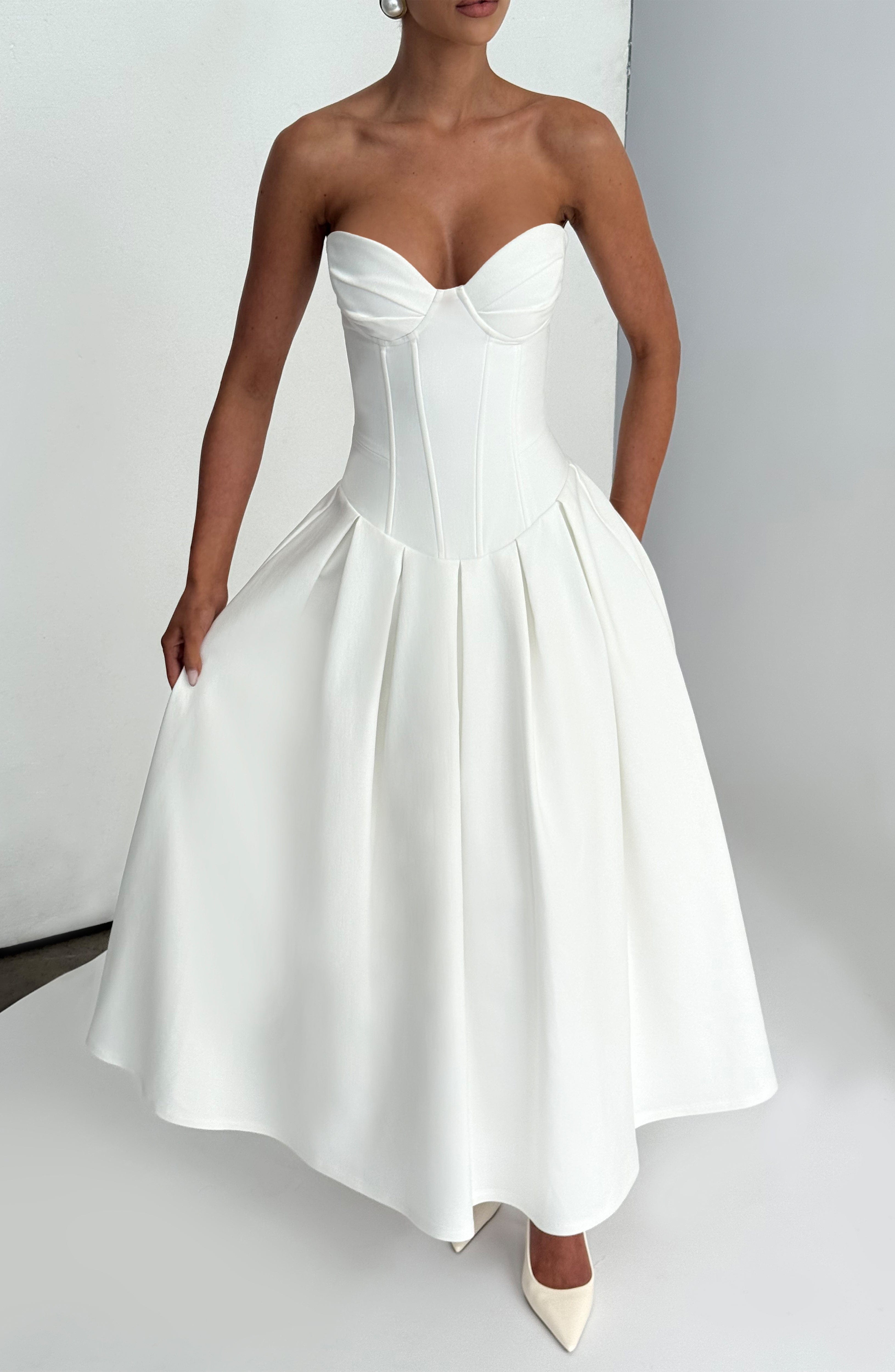 Salma Midi Dress - Ivory Dress Babyboo Fashion Premium Exclusive Design