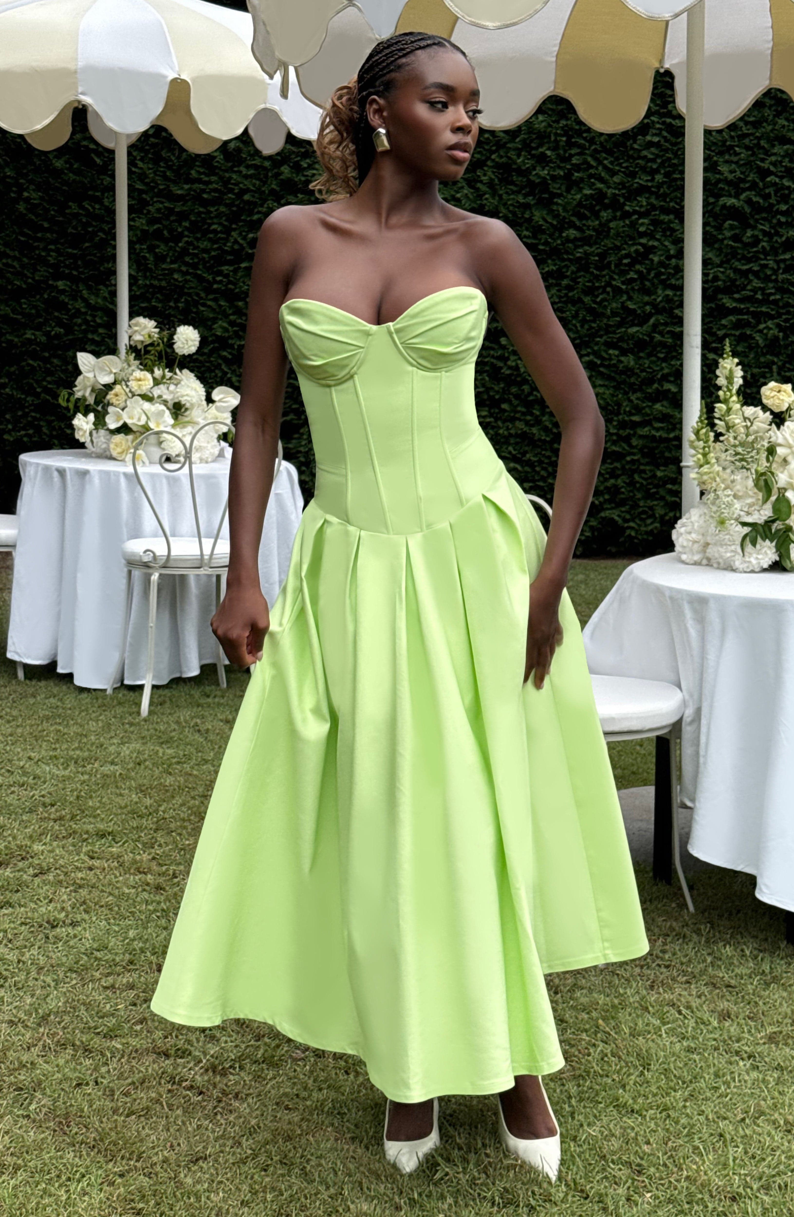 Salma Midi Dress - Lime Dress Babyboo Fashion Premium Exclusive Design