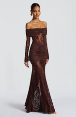 Sauline Maxi Dress - Plum Brown Dress Babyboo Fashion Premium Exclusive Design