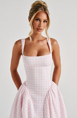 Sherrie Midi Dress - Blush Gingham Dress Babyboo Fashion Premium Exclusive Design
