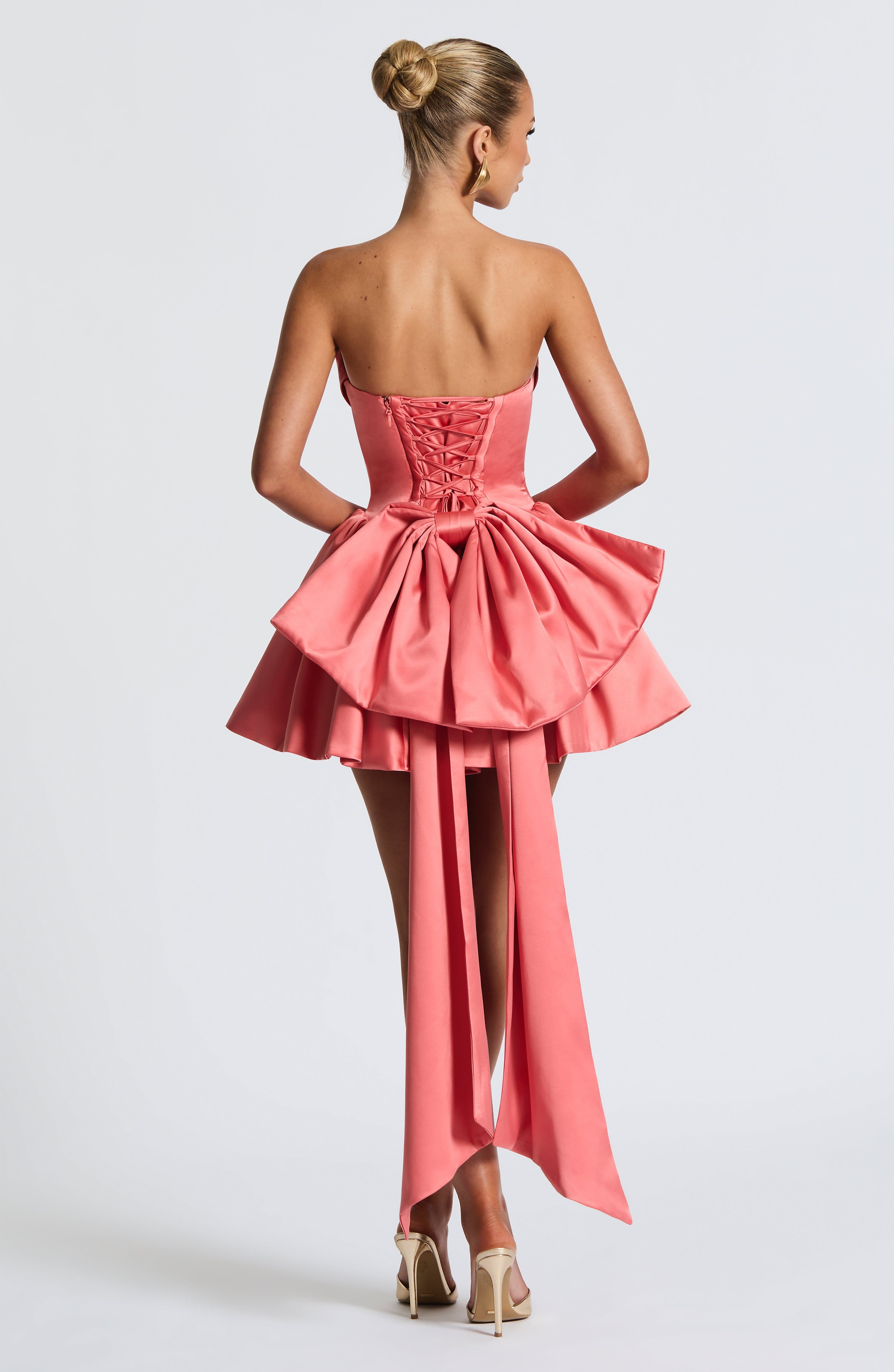 Trinity Mini Dress - Coral Pink Dress Babyboo Fashion Premium Exclusive Design