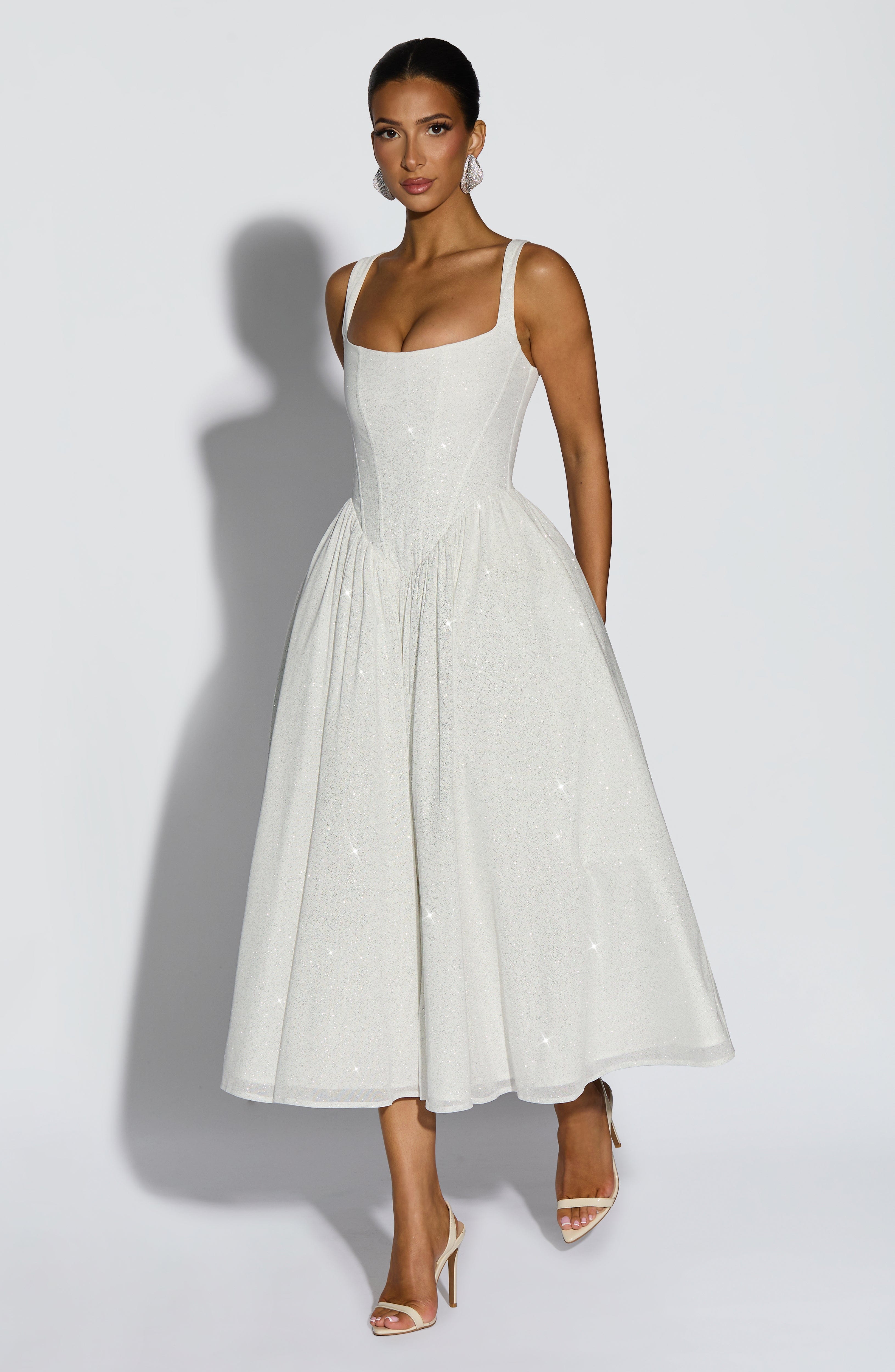 Vivienne Midi Dress - Ivory Sparkle Dress Babyboo Fashion Premium Exclusive Design