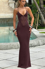 Xanthe Maxi Dress - Plum Brown Dress Babyboo Fashion Premium Exclusive Design